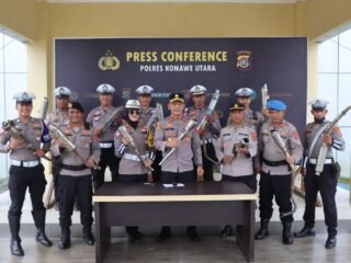 Kapolres Konut Pimpin Press Release Hasil Operasi Patuh Anoa 2024 Di Dampingi Kasat Lantas Bersama Jajarannya