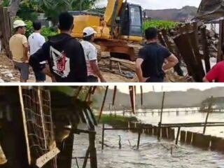 PT. Sumber Bumi Putra Turunkan Excavator, Warga Mandiodo Bangun Tanggul Darurat Lawan Abrasi
