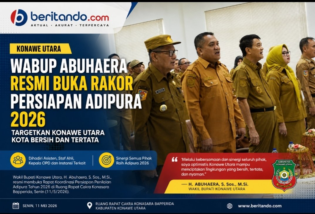 Wabup Abuhaera Resmi Buka Rakor Persiapan Adipura 2026, Konawe Utara Targetkan Kota Bersih dan Tertata