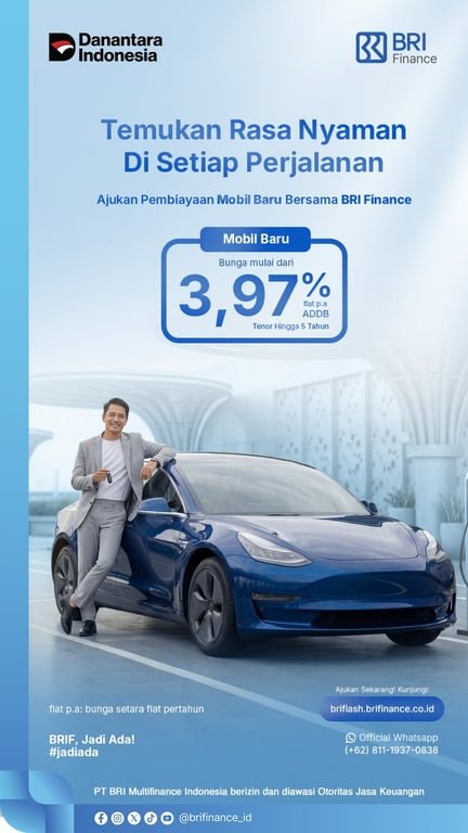 Temukan Rasa Nyaman di Setiap Perjalanan, BRI Finance Hadirkan Promo Pembiayaan Mobil Baru Mulai 3,97%